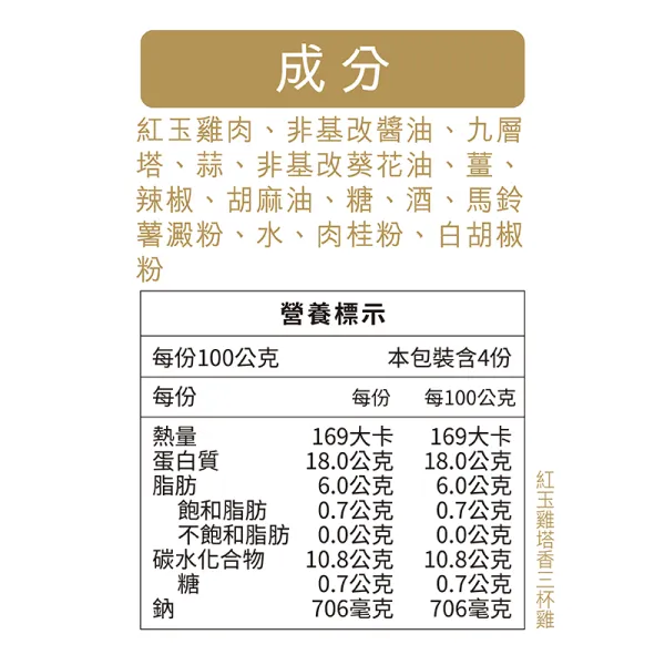 新北市農會真情食品館_塔香三杯雞(加熱即食/400g)